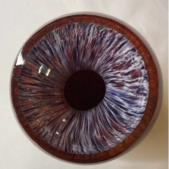 Vintage Splatter Vase Cased Blown Glass Round Globe Swirl 5” Decor MCM - Picture 2 of 8